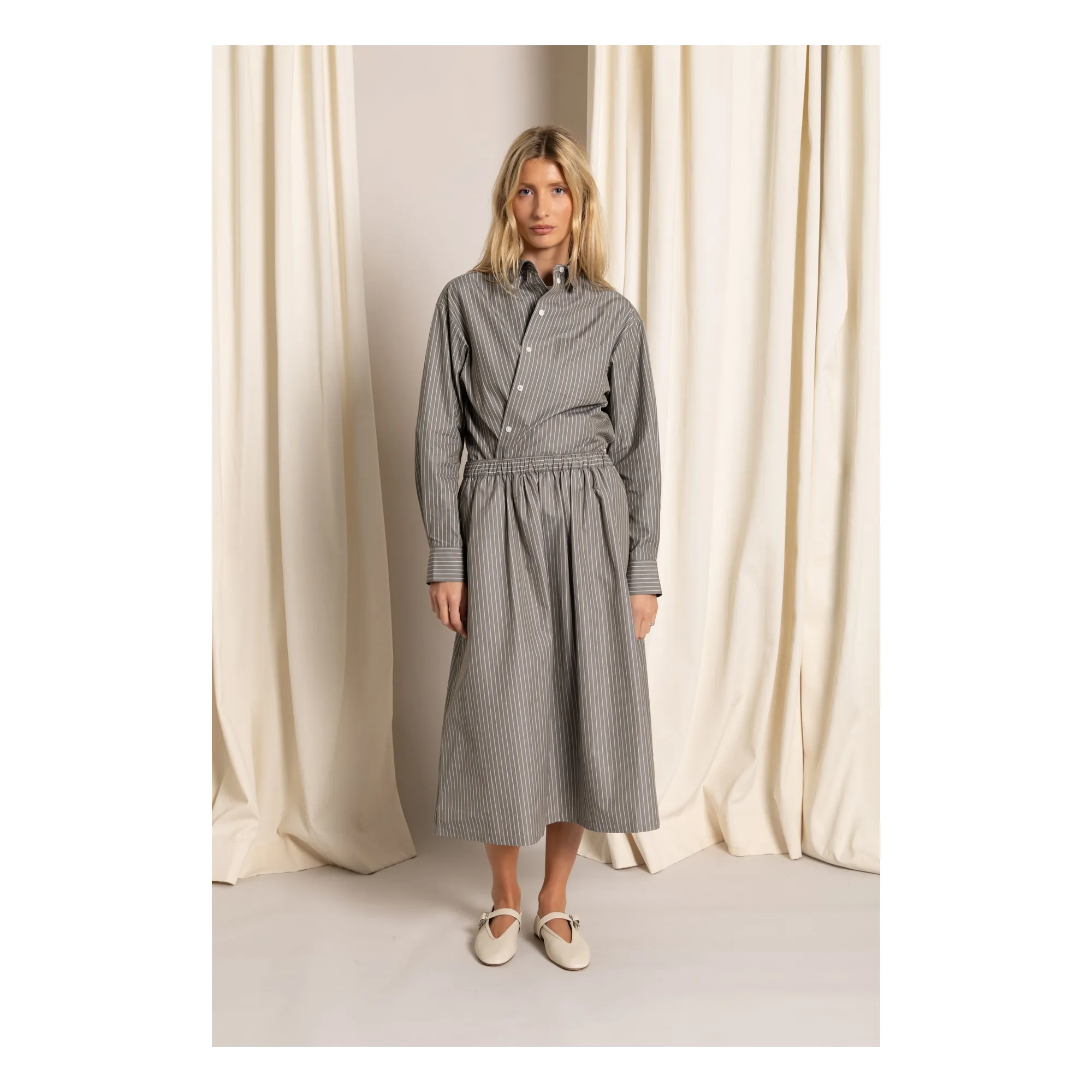 Smallable Woman Grey Striped Bruna Skirt