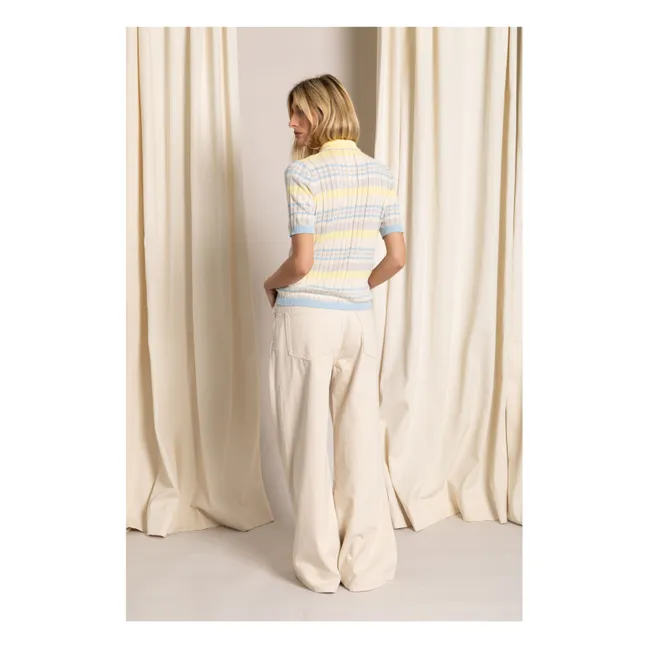 Polo-Shirt Selma Gestreift | Blasses Gelb