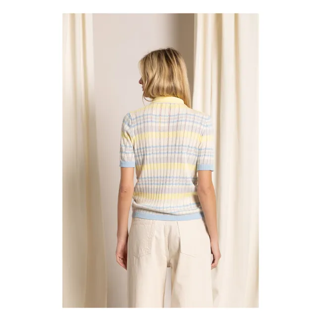 Polo-Shirt Selma Gestreift | Blasses Gelb