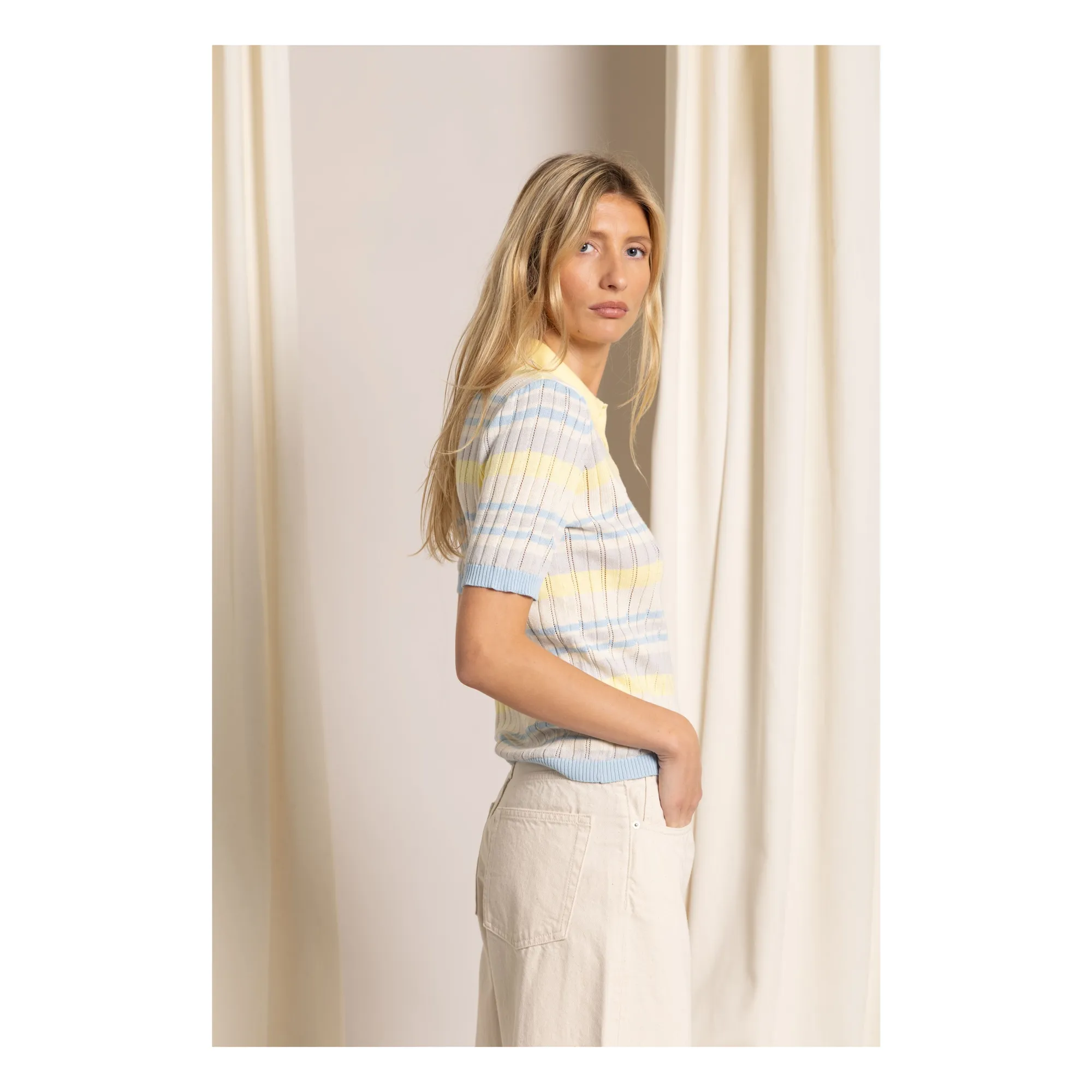 Polo Selma Rayé | Jaune pâle- Image produit n°2