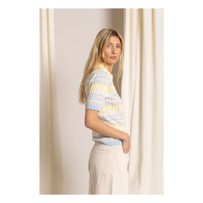 Selma striped polo shirt | Pale yellow