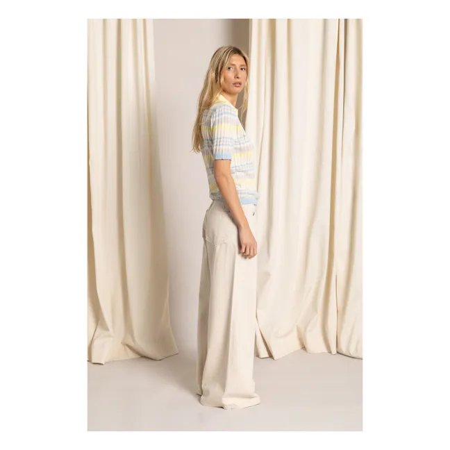 Polo-Shirt Selma Gestreift | Blasses Gelb