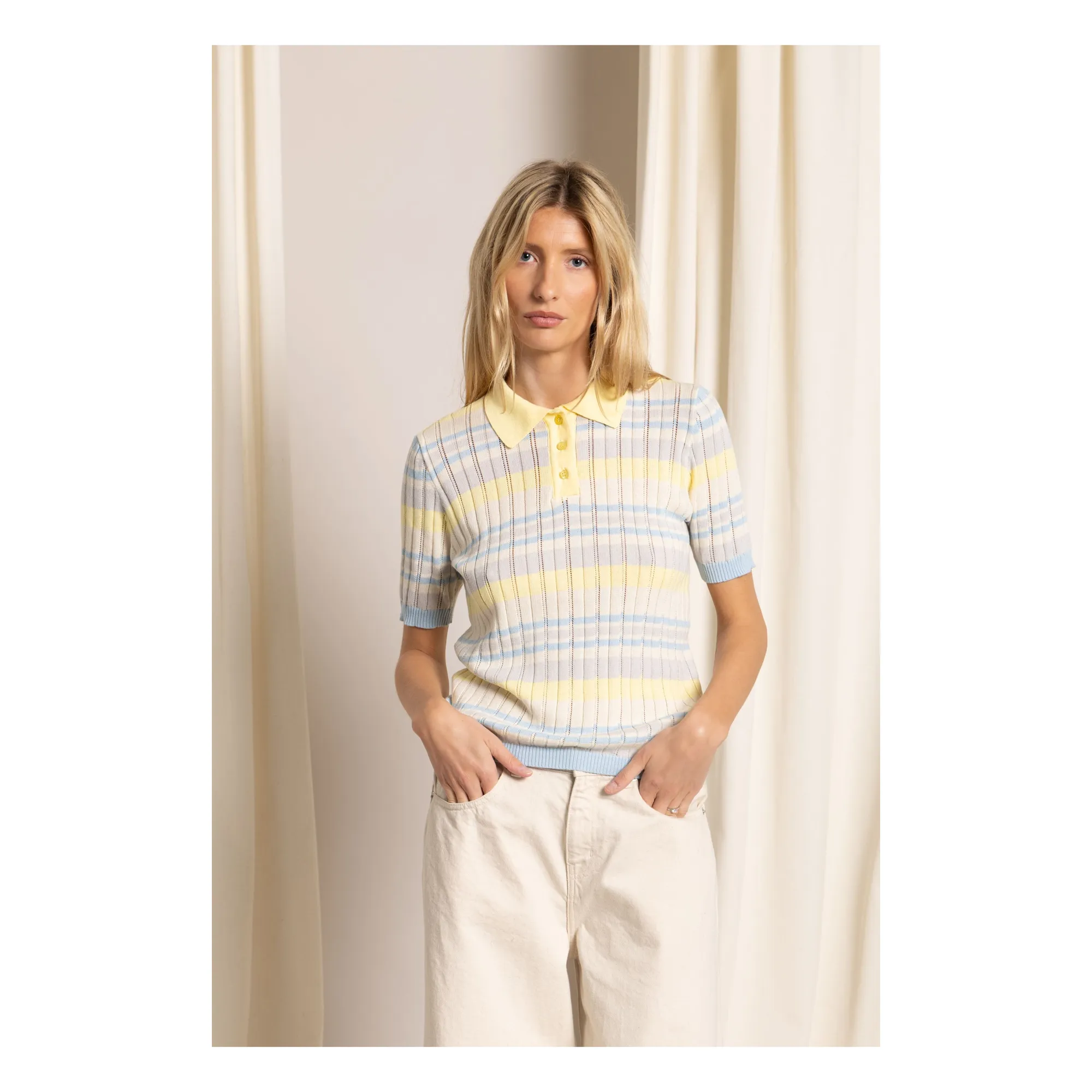 Polo Selma Rayé | Jaune pâle- Image produit n°0
