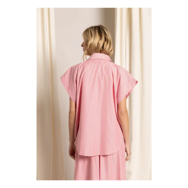 Chemise Crop Bella Rayée | Rouge cerise
