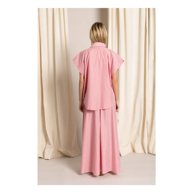 Chemise Crop Bella Rayée | Rouge cerise