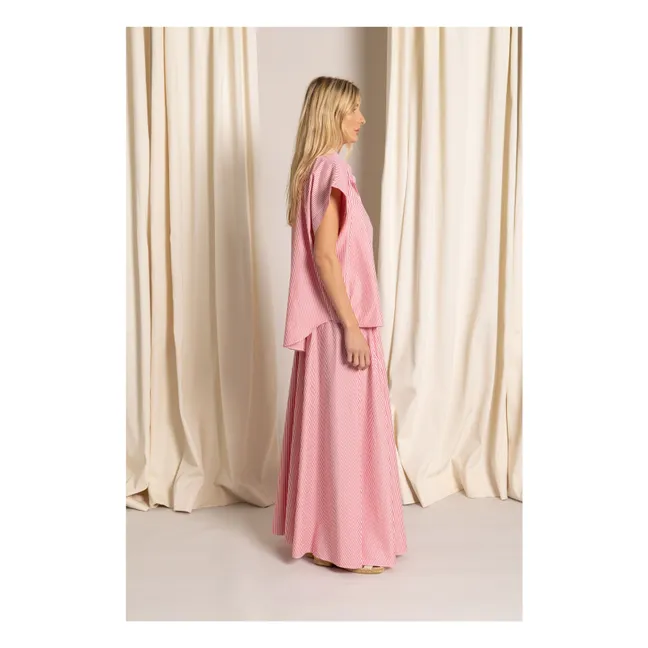 Chemise Crop Bella Rayée | Rouge cerise