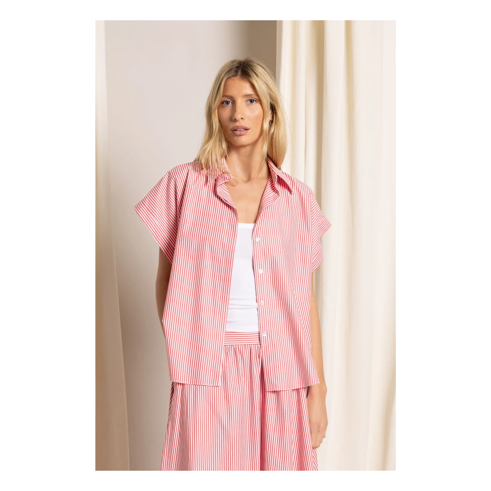 Smallable Woman Cherry Red Striped Bella Crop Shirt