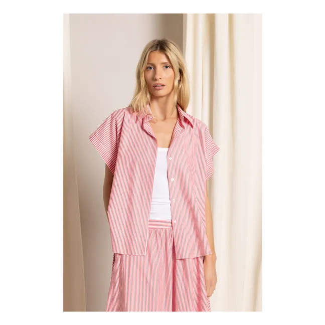 Chemise Crop Bella Rayée | Rouge cerise