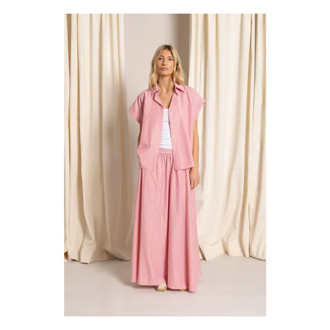 Chemise Crop Bella Rayée | Rouge cerise