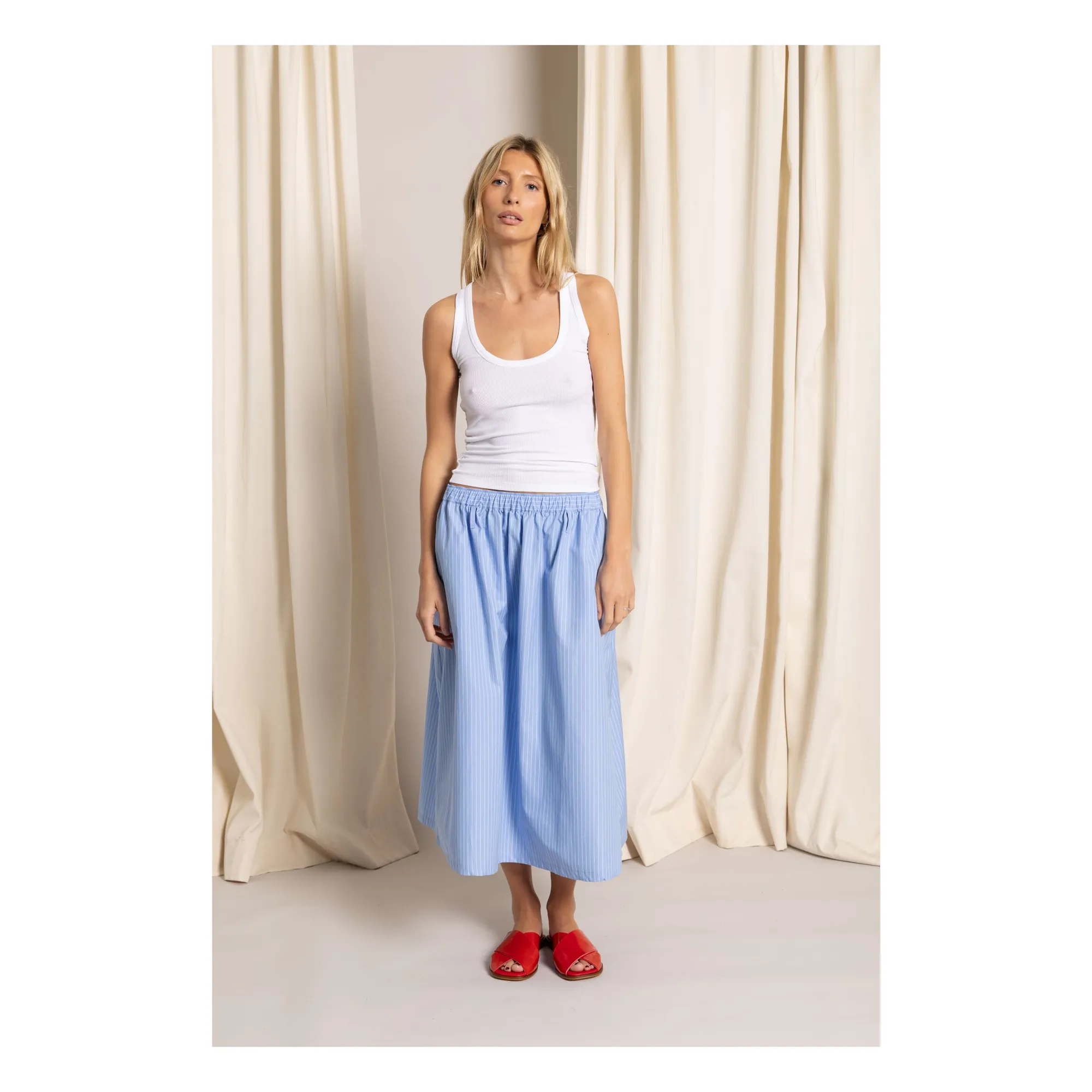 Smallable Woman Light Blue Striped Bruna Skirt