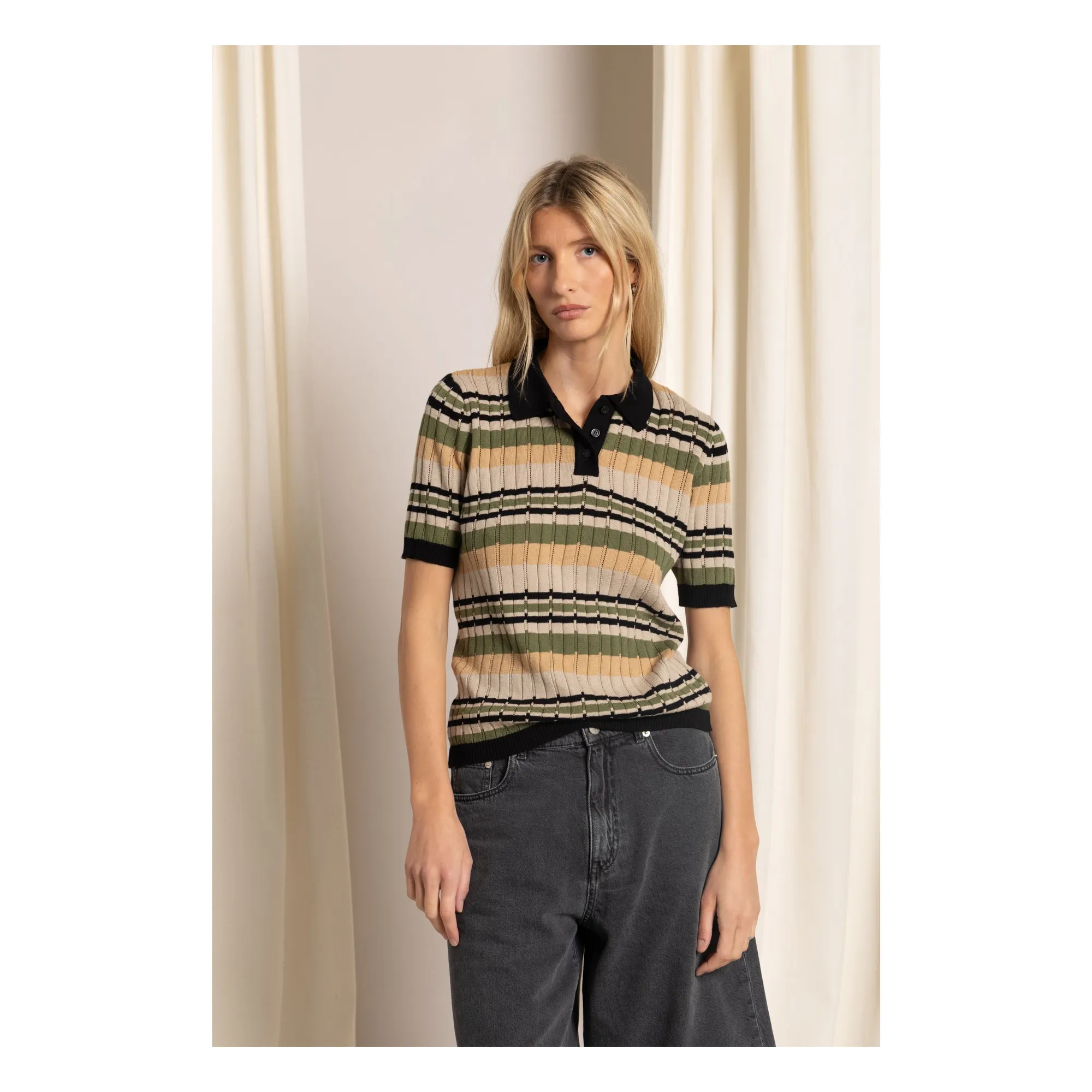Smallable Woman Frosted Brown Selma Striped Polo Shirt