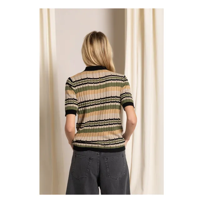 Selma striped polo shirt | Frosted brown