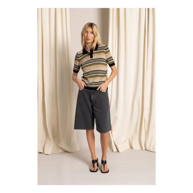 Selma striped polo shirt | Frosted brown