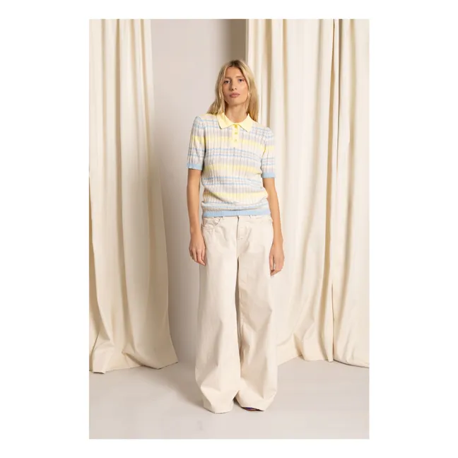 Polo-Shirt Selma Gestreift | Blasses Gelb