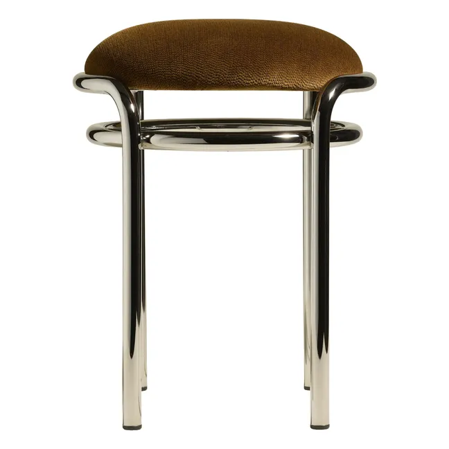 Verchromter Samt-Hocker Moon | Havana