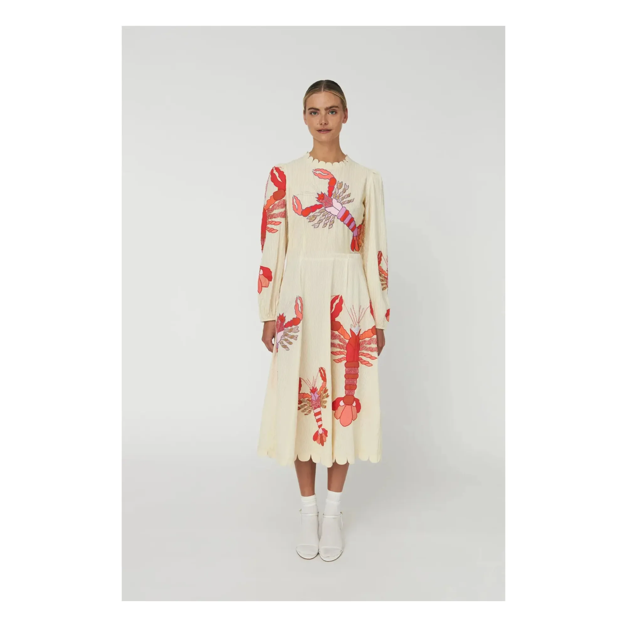 Stella Nova Cream Organic Cotton Embroidered Dress