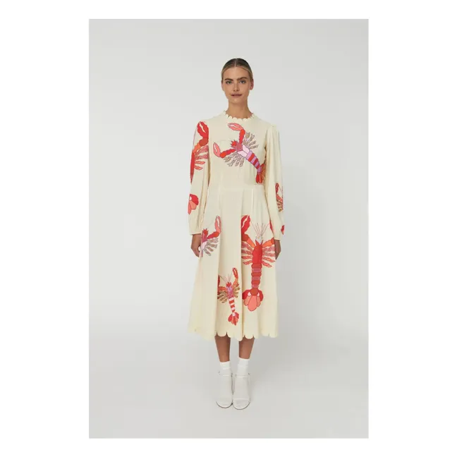 Vestido bordado de algodón orgánico | Crema