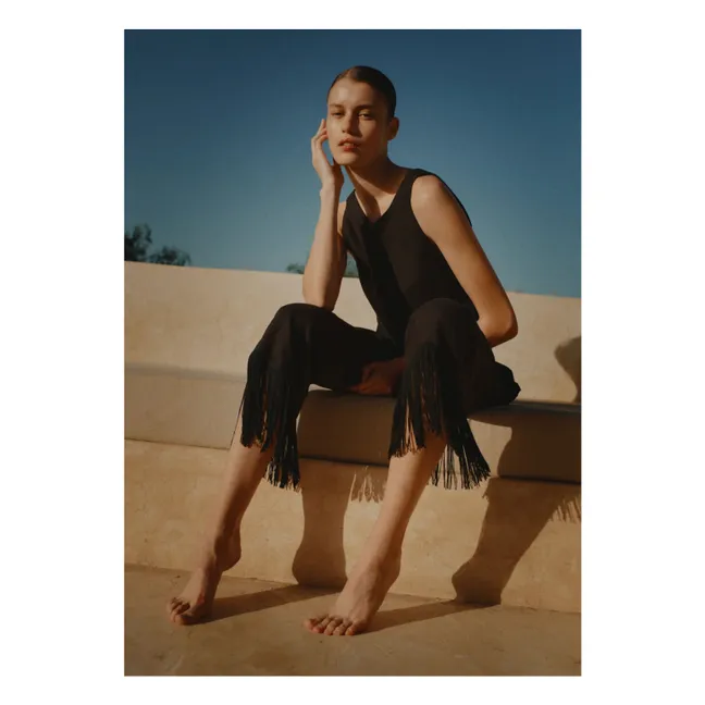 Pantalones con flecos Lino | Negro