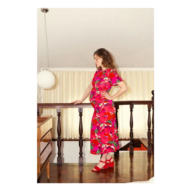 Robe de Grossesse Theodora Pop Flower | Rouge