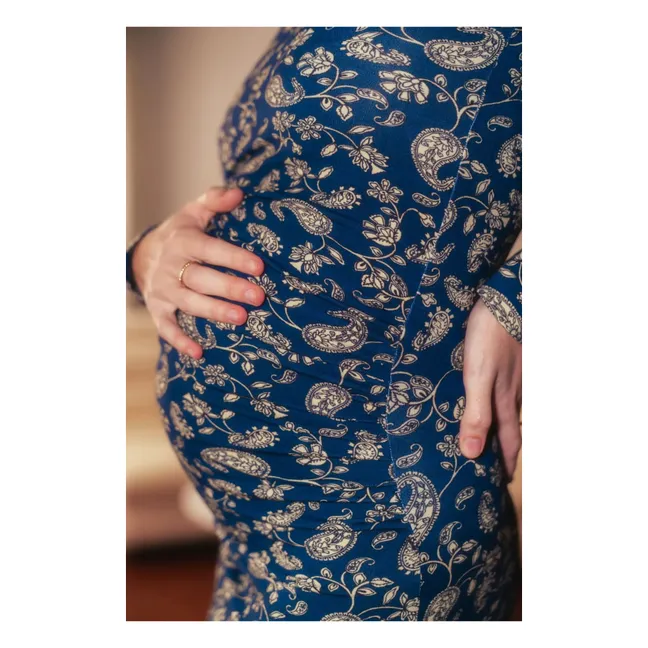 Robe de Grossesse Thelma Bandana | Bleu