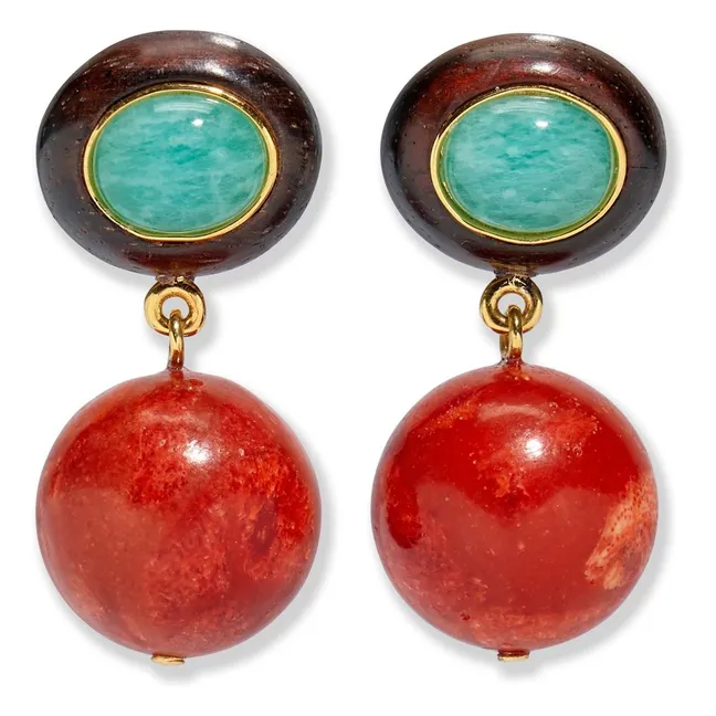 Boucles d'Oreilles Corail Laurel | Rouge