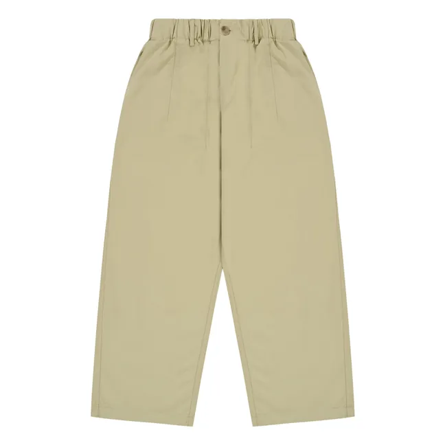Pantalones anchos con pinzas  | Beige