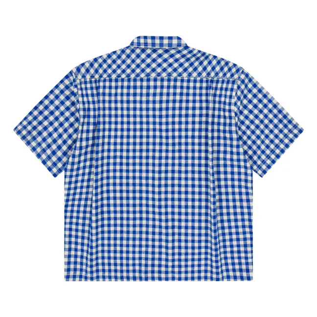 Veste Carreaux Lin  | Bleu