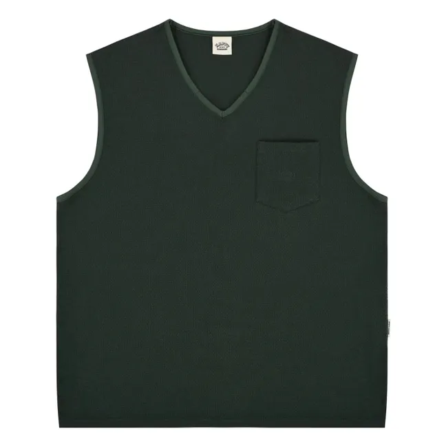 Cotton Sleeveless Vest | Dark green