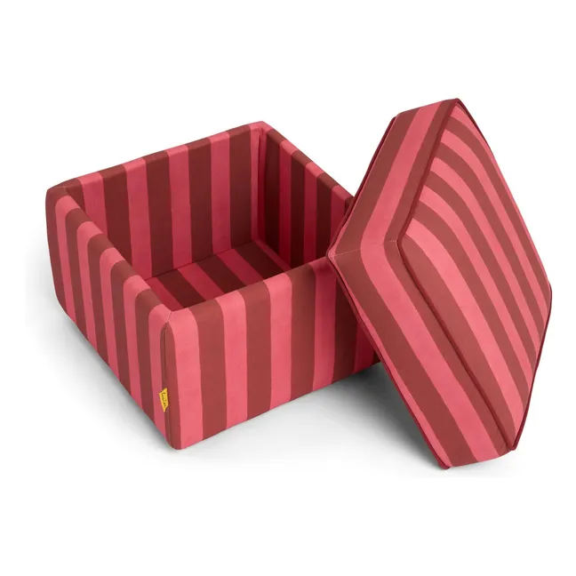 Pouf carré à rayures Stripes | Rose