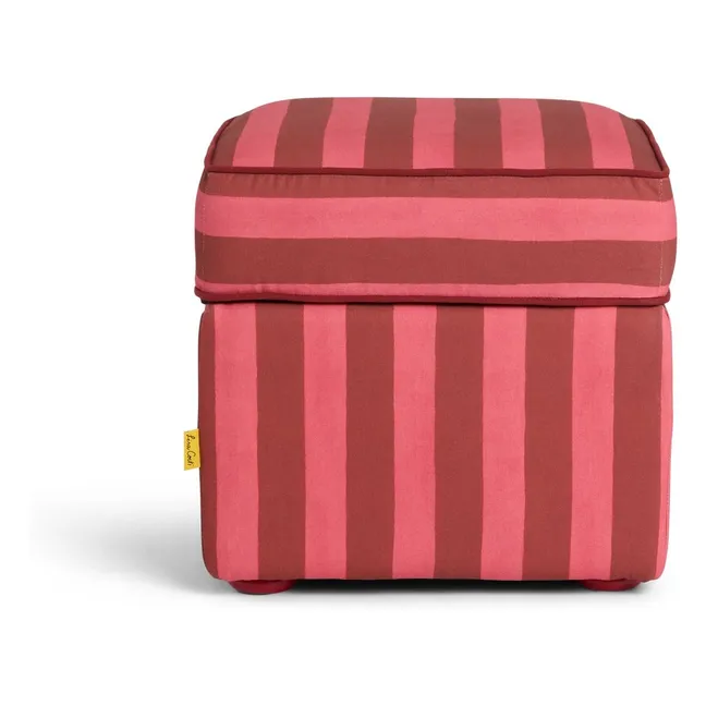 Pouf carré à rayures Stripes | Rose