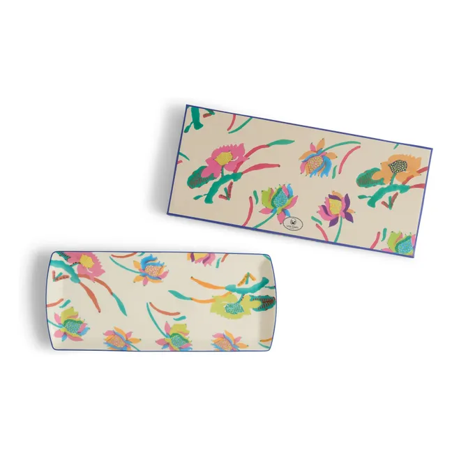 Bandeja rectangular de porcelana japonesa | Crema