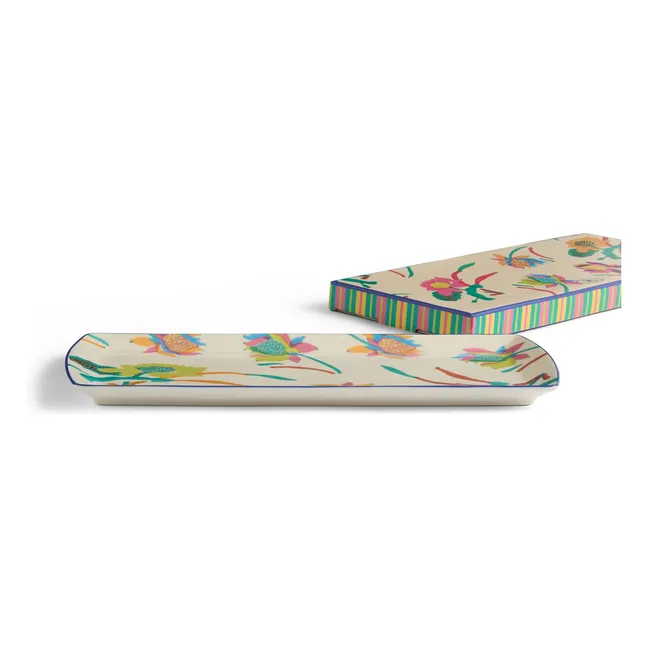 Bandeja rectangular de porcelana japonesa | Crema