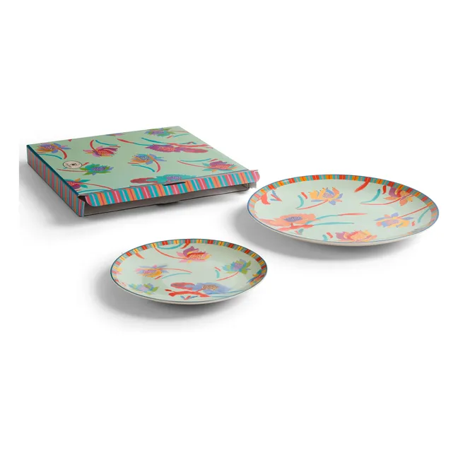 Platos de porcelana japonesa - Lote de 2 | Verde