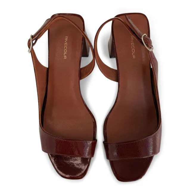 Sandales n°674 Cuir Vernis | Cognac