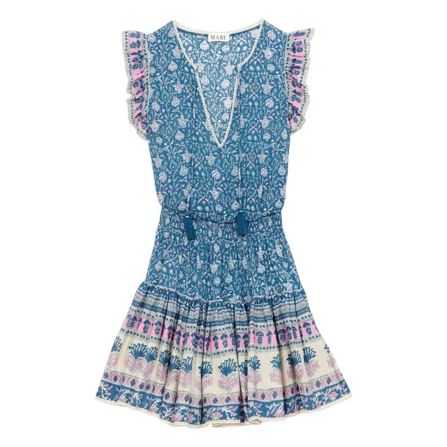 Robe Imprimé Coton Myla | Bleu