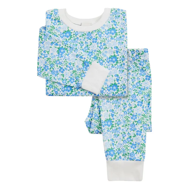 Pyjama Fleuri Coton Bio | Bleu