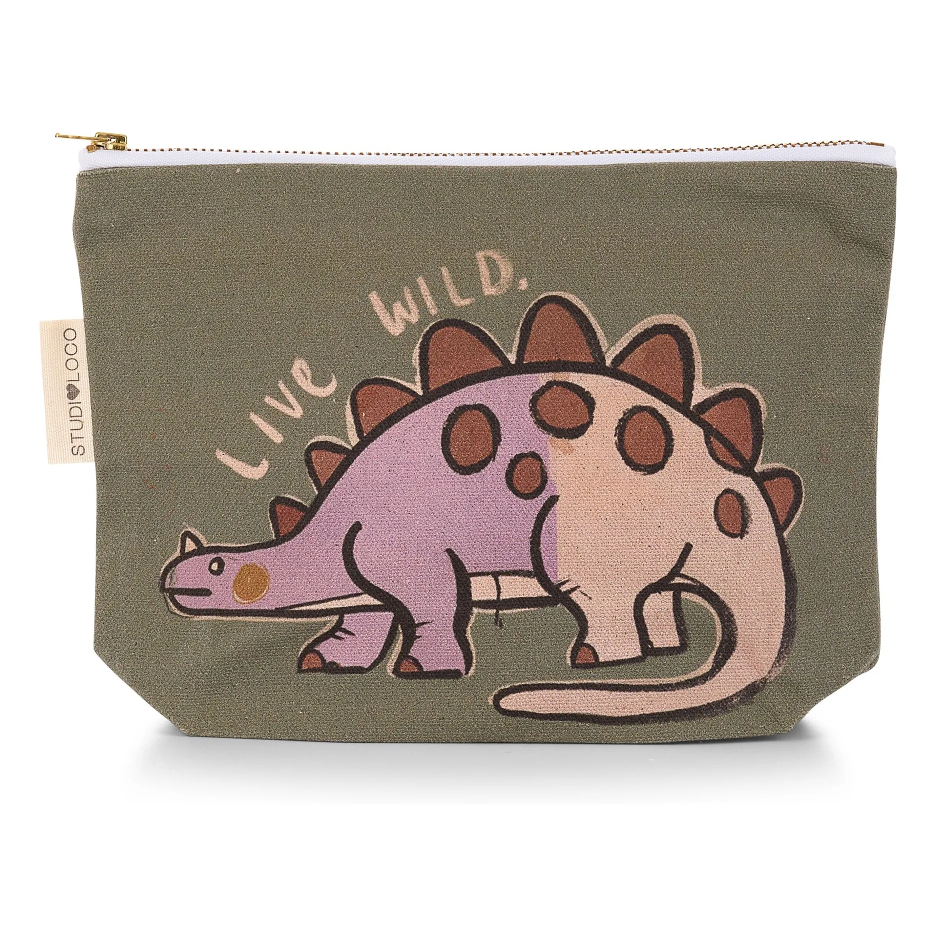 Studio Loco Khaki Dino Clutch Bag