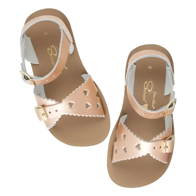 Sweetheart Waterproof Leather Sandals | Pink Gold