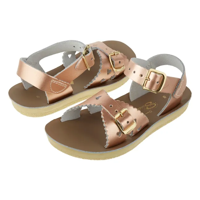 Sweetheart Waterproof Leather Sandals | Pink Gold