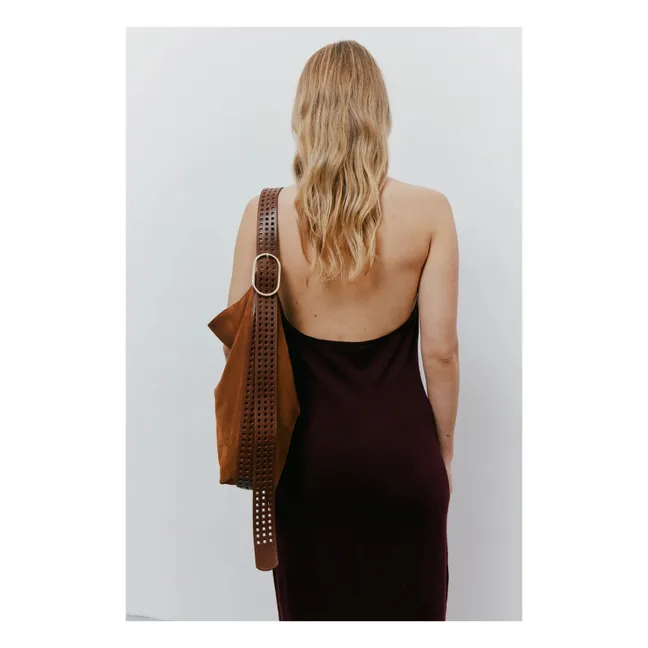 Sac Le Enzo Cran Croûte de Cuir | Camel