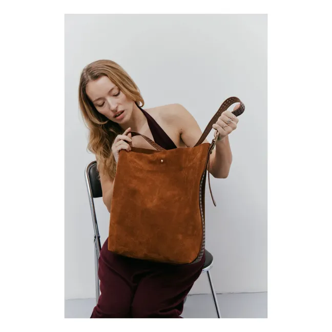 Sac Le Enzo Cran Croûte de Cuir | Camel