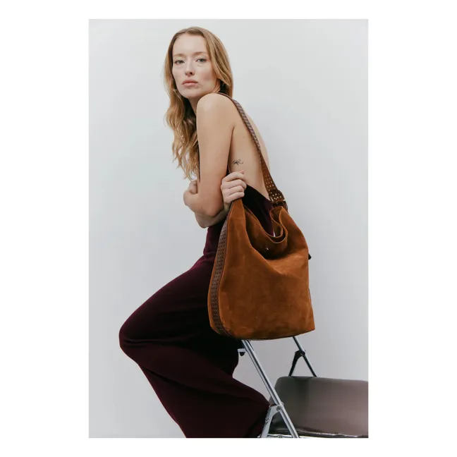 Sac Le Enzo Cran Croûte de Cuir | Camel