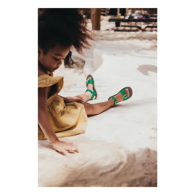 Sandalias surferas de piel impermeable | Verde Prado