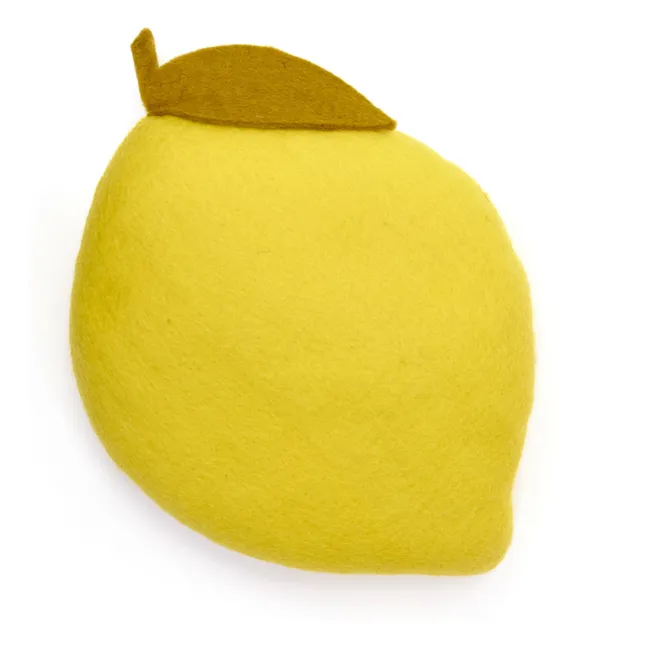 Coussin Citron en feutre | Jaune