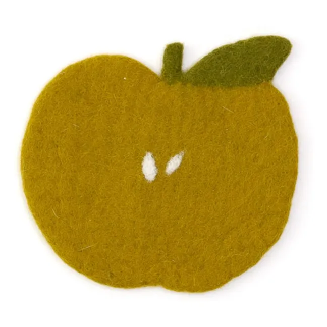 Mantel individual de fieltro con forma de manzana | Verde pistacho