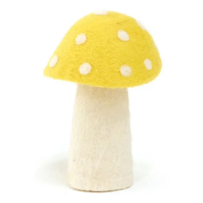 Dotty felt mushrooms - Set of 3 | Yellow