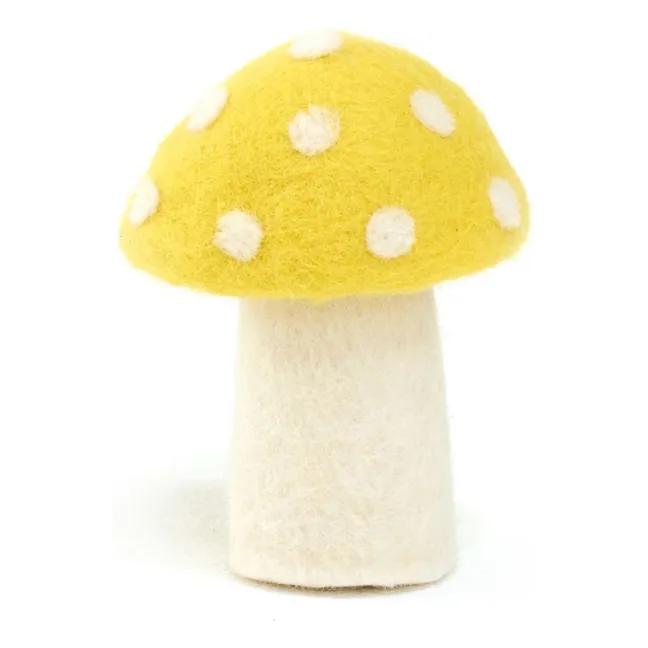 Dotty felt mushrooms - Set of 3 | Yellow