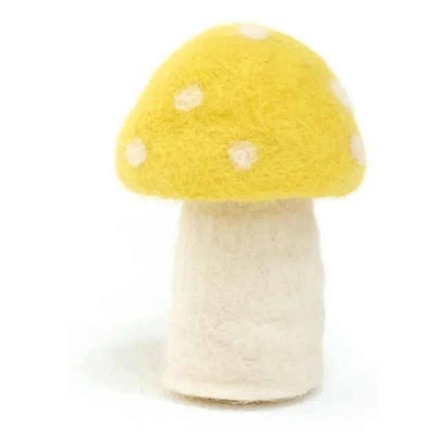 Champignons Dotty en feutre - Set de 3 | Jaune