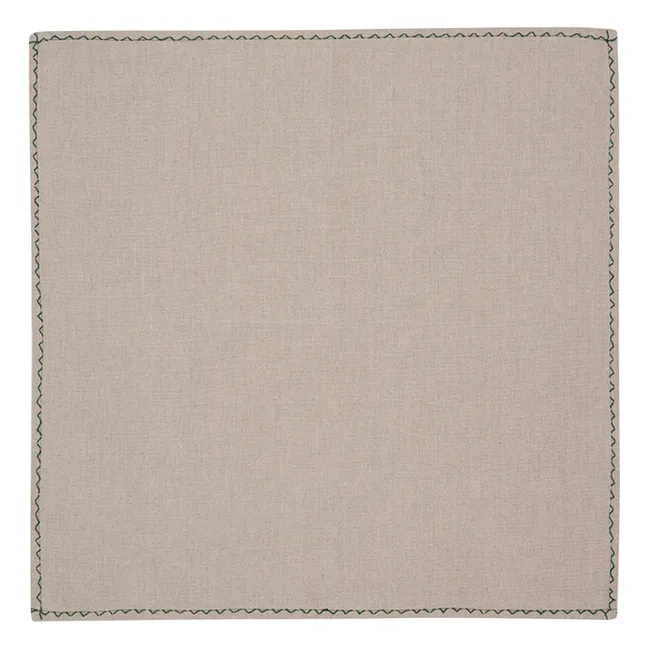Ensemble set et serviette de table brodés Viana | Vert