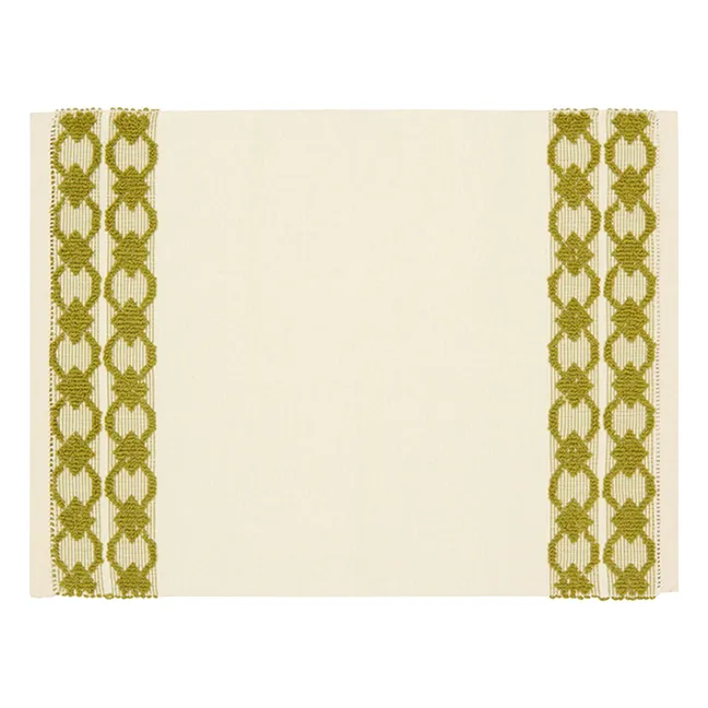 Isabel embroidered placemat | Green